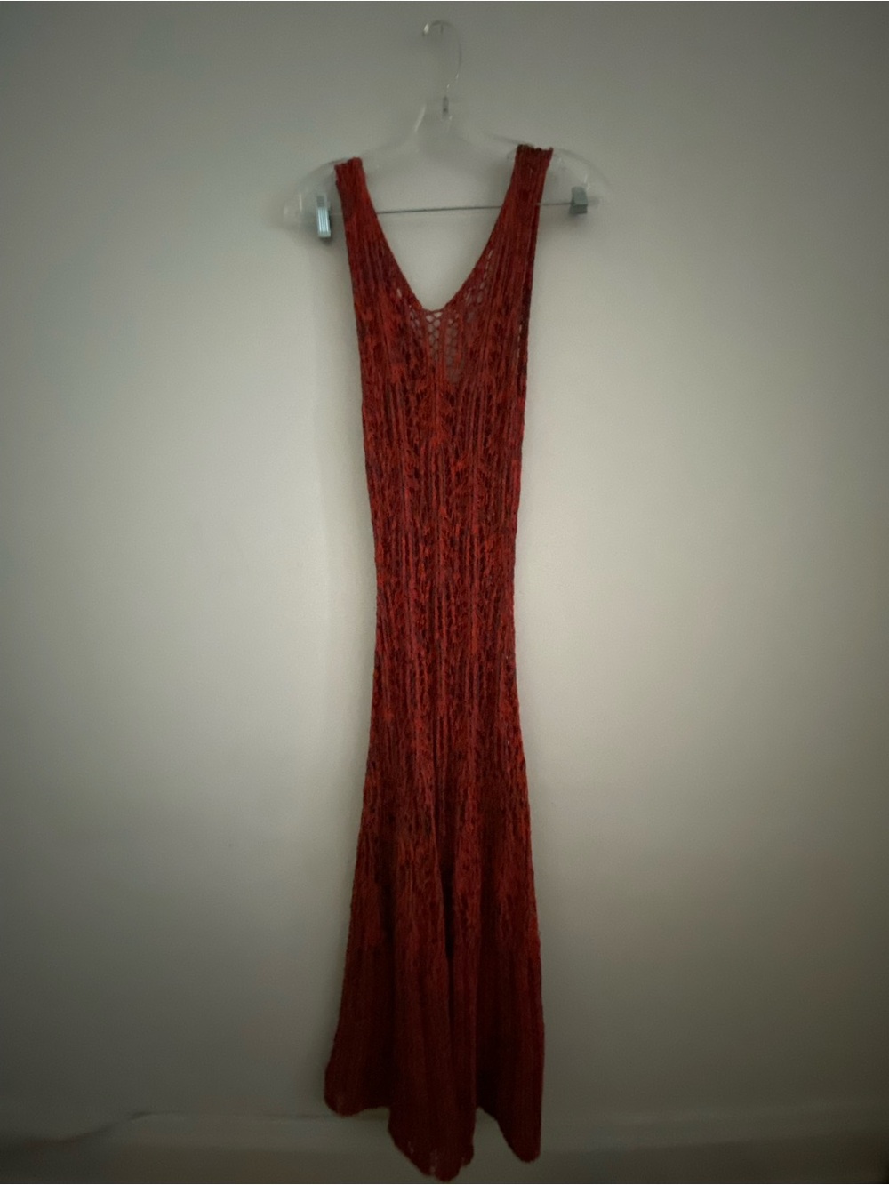 Ulla Johnson Rust Red Sleeveless Crochet Maxi Dress